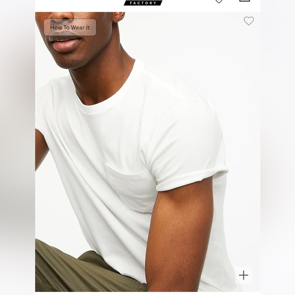 Slim cotton washed jersey pocket tee- white- size large - Picture 2 of 3